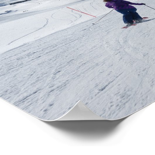 Skifahren mit Matterhorn in Zermatt, Schweiz Poster (Ecke)