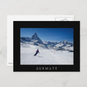 Skifahren mit Matterhorn in Zermatt, Schweiz Postkarte (Vorne/Hinten)