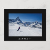 Skifahren mit Matterhorn in Zermatt, Schweiz Postkarte (Vorderseite)