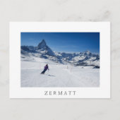 Skifahren mit Matterhorn in Zermatt, Schweiz Postkarte (Vorderseite)