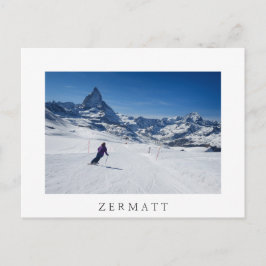 Skifahren mit Matterhorn in Zermatt, Schweiz Postkarte