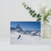 Skifahren mit Matterhorn in Zermatt, Schweiz Postkarte (Stehend Vorderseite)