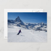 Skifahren mit Matterhorn in Zermatt, Schweiz Postkarte (Vorne/Hinten)