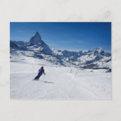 Skifahren mit Matterhorn in Zermatt, Schweiz Postkarte (Vorderseite)