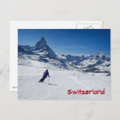 Skifahren mit Matterhorn in Zermatt, Schweiz Postkarte (Vorne/Hinten)