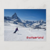 Skifahren mit Matterhorn in Zermatt, Schweiz Postkarte (Vorderseite)