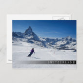 Skifahren mit Matterhorn in Zermatt, Schweiz Postkarte (Vorne/Hinten)