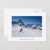 Skifahren mit Matterhorn in Zermatt, Schweiz Postkarte (Vorne/Hinten)