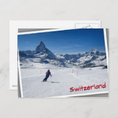 Skifahren mit Matterhorn in Zermatt, Schweiz Postkarte (Vorne/Hinten)