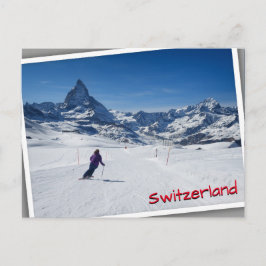 Skifahren mit Matterhorn in Zermatt, Schweiz Postkarte