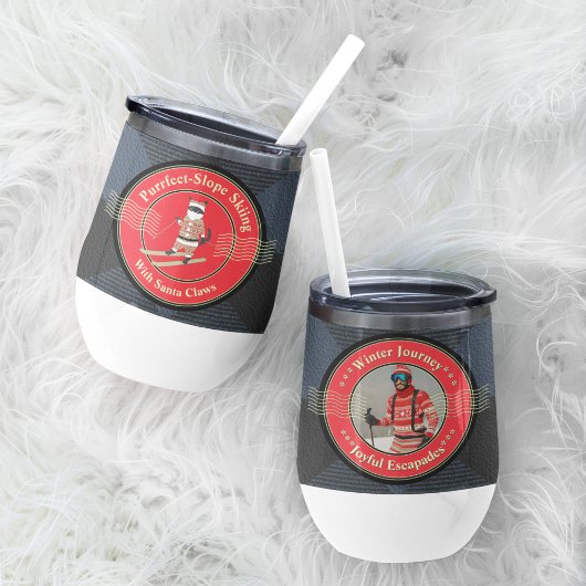 Skifahren mit Santa Claws Wasserflasche