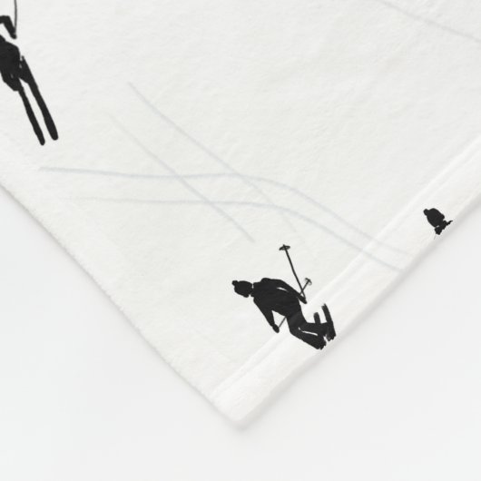 Skifahren Modernes Thema Schwarz-Weiß-Skifahrer Fleecedecke (Ecke)