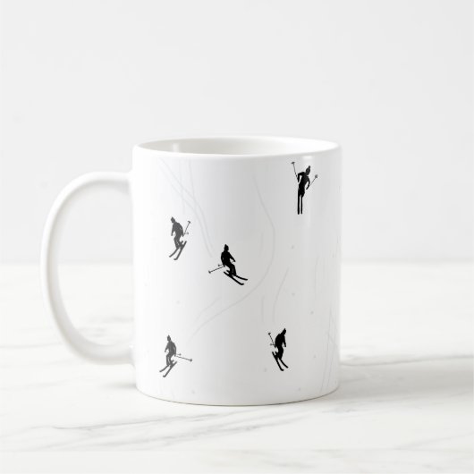 Skifahren Modernes Thema Schwarz-Weiß-Skifahrer Kaffeetasse (Links)