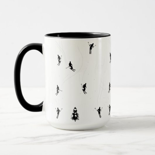 Skifahren Modernes Thema Schwarz-Weiß-Skifahrer Tasse (Links)