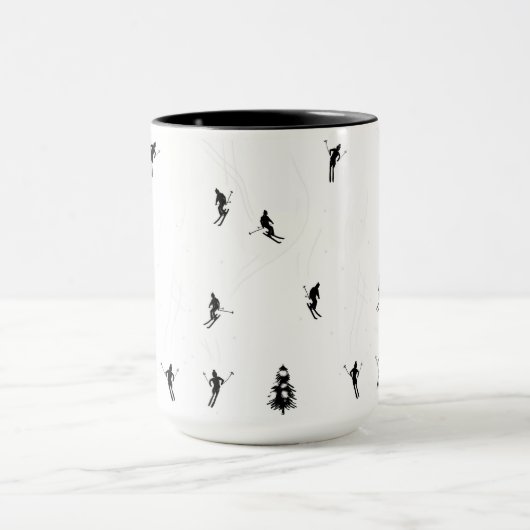 Skifahren Modernes Thema Schwarz-Weiß-Skifahrer Tasse (Zentrum)