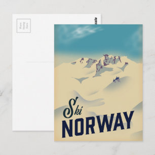 Skifahren Norwegen Postkarte