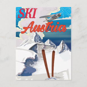 Skifahren Österreich Vintage-Reiseposter Postkarte