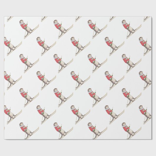 Skifahren-Otter Geschenkpapier (Flach)