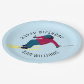 Skifahren Pappteller (Schrägansicht)