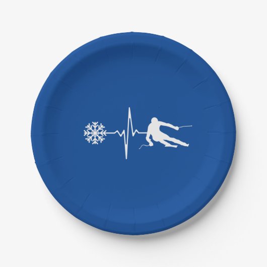 Skifahren Pappteller (Vorderseite)