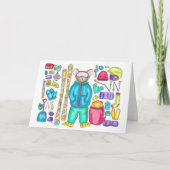 Skifahren Pika Gear Spread Wasserfarbkarte Dankeskarte (Vorderseite)