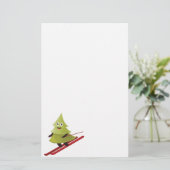 Skifahren Pine Tree Niedlicher Schneesport Winter Briefpapier (Stehend Vorderseite)