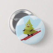 Skifahren Pine Tree Niedlicher Schneesport Winter Button (Vorne & Hinten)
