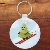 Skifahren Pine Tree Niedlicher Schneesport Winter Schlüsselanhänger (Vorderseite)