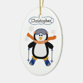 Skifahren Pinguin Personalisiert Keramikornament (Links)