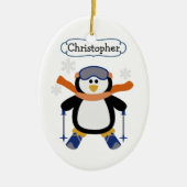 Skifahren Pinguin Personalisiert Keramikornament (Vorne)