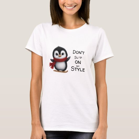 Skifahren Pinguin T - Shirt (Vorderseite)