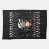Skifahren Pinguin Weihnachten Geschirrtuch (Horizontal)