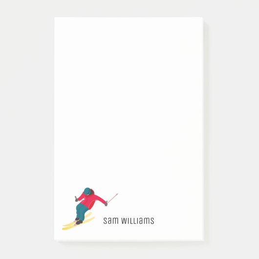 Skifahren Post-it Klebezettel (Vorderseite)