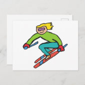 Skifahren Postkarte (Vorne/Hinten)