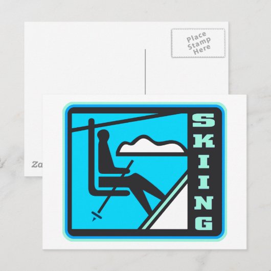 Skifahren Postkarte (Vorne/Hinten)