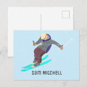 Skifahren Postkarte (Vorne/Hinten)