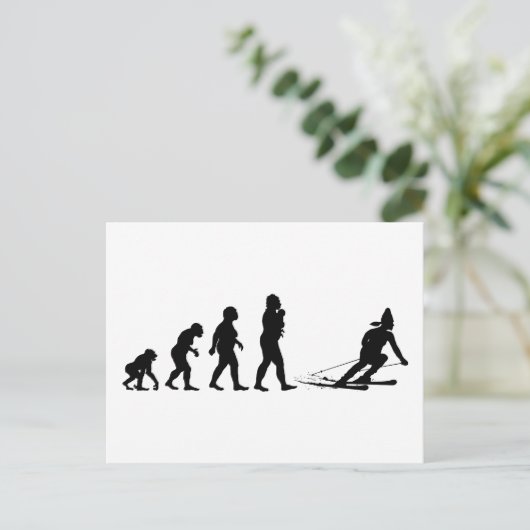 Skifahren Postkarte (Stehend Vorderseite)