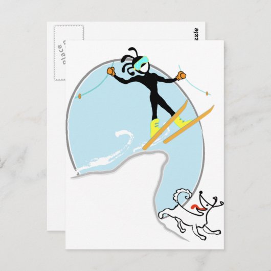 Skifahren Postkarte (Vorne/Hinten)