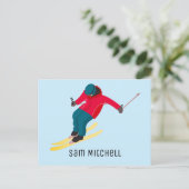 Skifahren Postkarte (Stehend Vorderseite)