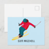 Skifahren Postkarte (Vorne/Hinten)