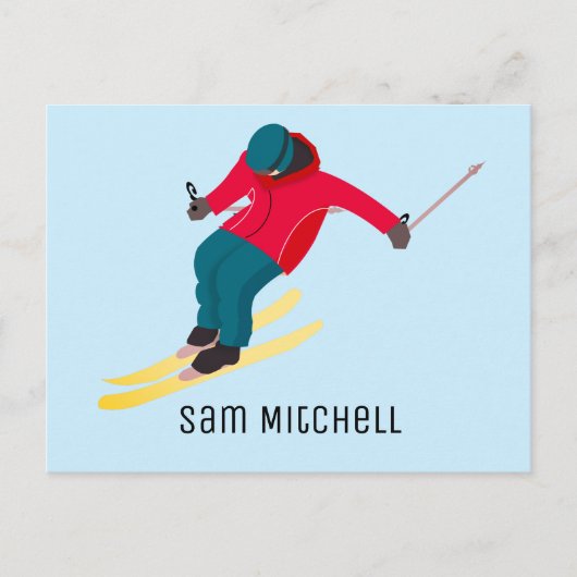 Skifahren Postkarte (Vorderseite)