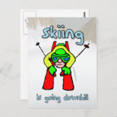 Skifahren Postkarte (Vorne/Hinten)