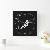 Skifahren Quadratische Wanduhr (Zuhause)