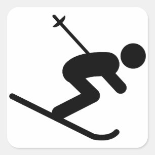 Skifahren Quadratischer Aufkleber