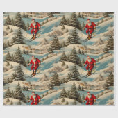 Skifahren Retro Santa Geschenkpapier (Flach)