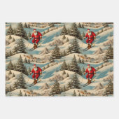 Skifahren Retro Santa Geschenkpapier Set (Vorderseite)