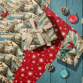 Skifahren Retro Santa Geschenkpapier Set