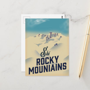 Skifahren Rocky Mountains USA Postkarte