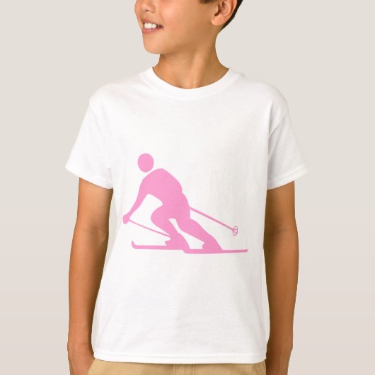 Skifahren - Rosa T-Shirt (Vorderseite)
