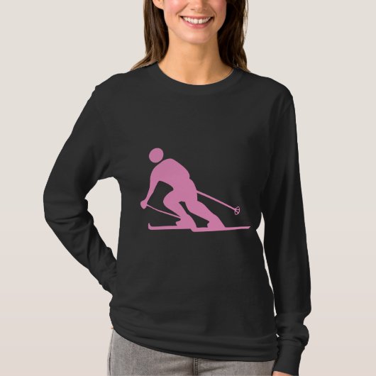 Skifahren - Rosa T-Shirt (Vorderseite)